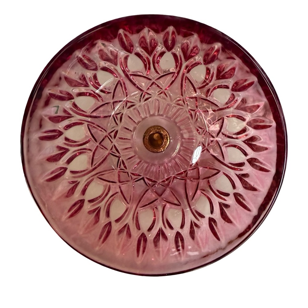 Vintage Michelotti Crystal Cranberry Pink Boudoir Lamp 9.5" - Picture 5 of 8